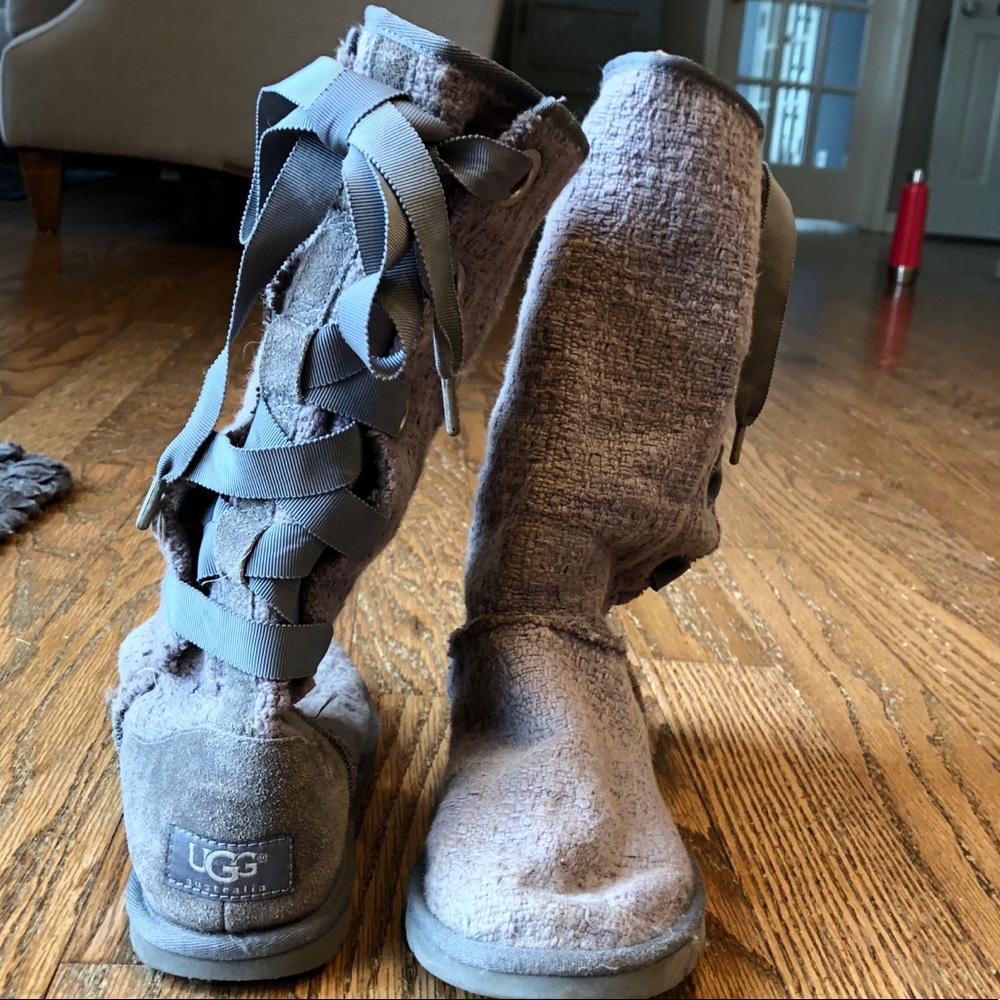 Ugg lavender lace up tall boot